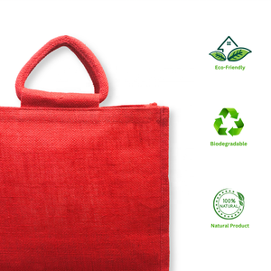 Bolsa de almuerzo de yute resistente con asa de lona fuerte y cremallera suave - Product Image 1