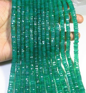 Cuentas de Ónix Verde Heishi de 5.5mm, Hermosas Cuentas de Ónix Natural con Orificio Central, 16 Pulgadas, Cuentas de Ónix Verde Facetadas - Product Image 5