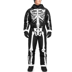 Men's Skeleton Print One Piece <b>Ski</b> Suit Waterproof Windproof Snowboard Jumpsuit Thermal Winter Outdoor Sports Unisex Snow Suit - Product Image 1