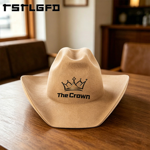 Custom Logo Vintage Wool Felt Cowboy <b>Hat</b> Wholesale Bulk Tan Wide Brim <b>Western</b> <b>Hat</b> Structured Manufacturer - Product Image 6