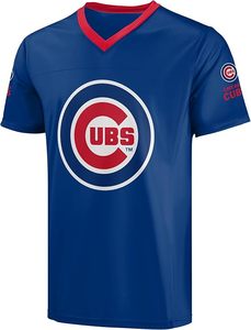 Camiseta Chicago Cubs Azul Rey con Cuello en V, Ribete Rojo y Logotipo, Material de Poliéster, Diseño Deportivo Resistente - Product Image 2