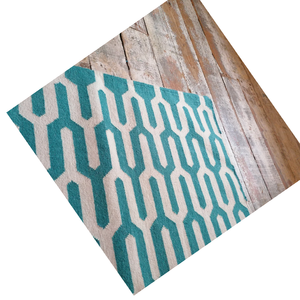 Tapis de luxe en laine tissé à la main, motif géométrique abstrait en blocs de pixels, tapis moderne de designer sur mesure - Product Image 3