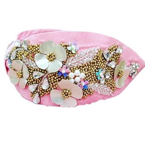 Bande de cheveux brodée de perles multicolores faites à la main pour femmes filles conception d'alphabets élégants avec strass pour mariage noël - Product Image 4