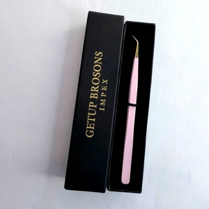 Pince à épiler en acier inoxydable rose pointue Getup Brosons Impex, pointe lisse, outil de précision, emballage en boîte - Product Image 3