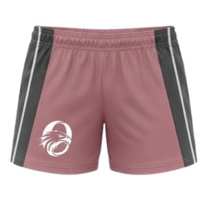 Unisex Dusty Pink Gray Sublimated Netball Shorts Polyester <b>Athletic</b> Fit Sportswear Side Stripe Panel Match Training Clothing - Product Image 1