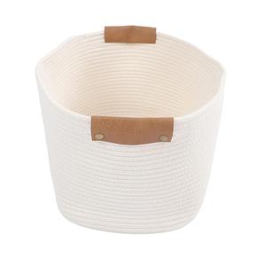 Panier de rangement en corde de coton tressée fait main, panier à linge décoratif bicolore, bac pliable pour jouets, serviettes et vêtements - Product Image 6