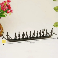 Figurine décorative de table en fer forgé artisanal indien, style tribal antique, en forme de bateau (12 figurines), pour la maison et le bureau, noire, 11,5 pouces, meilleure vente