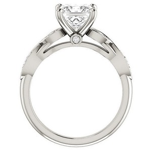 Bague en Moissanite taille princesse en argent sterling 925 plaqué or blanc, pour fiançailles, mariage, solitaire ou promesse - Product Image 2