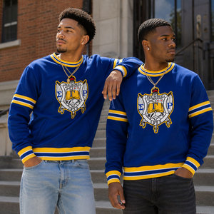 Sweat-shirt à col rond Sigma Pi, bleu et jaune, logo brodé, coupe classique pour homme, vêtement décontracté pour l'automne - Product Image 1