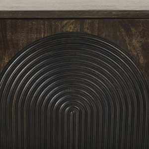 Wooden Dark Brown Carved Arch Pattern 4 Door <b>Sideboard</b> - Product Image 5