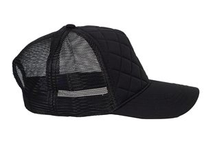 Gorra Trucker Negra Acolchada con Malla Trasera Ajustable Unisex de 6 Paneles, Gorra Casual Transpirable e Impermeable de Color Sólido, Talla Adulto 58-60CM - Product Image 3