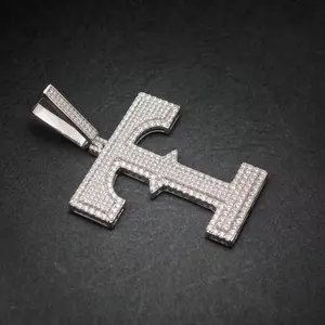 Pendentif personnalisé lettre T en argent sterling avec moissanite ronde de 3,50 carats pour femme, cadeau hip-hop - Product Image 5