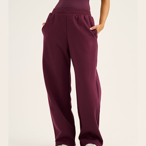 Pantalon de jogging ample pour femme avec boutons décoratifs, motif logo, manches longues, pantalon cargo en tricot épais - Product Image 6