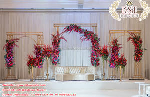 Wholesale 4D Metal <b>Arches</b> for <b>Wedding</b> Stage Decor Golden Metal <b>Arches</b> for <b>Wedding</b> Reception Night Modern Western Reception Stage - Product Image 5