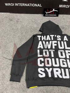 Sudadera con Capucha Personalizada de Invierno para Hombre, 100% Algodón de Alta Calidad, Corte Regular, Modelo Assali, con Estampado 'THAT'S a AWFUL LOT of COUGH SYRUP' - Product Image 5