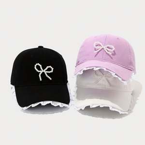 Gorras de Béisbol Deportivas para Mujer, con Borde de Encaje, Parte Superior Suave y Lazo de Perlas - Product Image 2