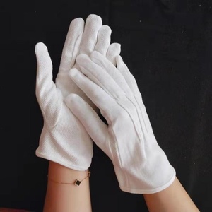 ถุงมือผ้าฝ้ายสีดำขาว แบบเป็นทางการ ลายสามแถบ ติดกระดุม สำหรับพิธีการ ยามยามรักษาพระองค์ ยืดหยุ่นได้ ใช้ในพิธีการและการเดินขบวน - Product Image 2