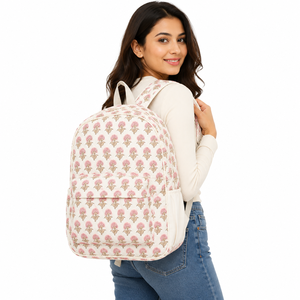 Mochila de Camping de Algodón con Estampado Floral, Cierre de Cremallera, Asa Suave, Estilo Moderno, Unisex, Capacidad de 20-35L - Product Image 1