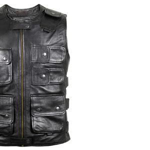 เสื้อกั๊กหนังดีไซน์พรีเมียม ขายดี รุ่นใหม่ สั่งทำได้ ระบายอากาศได้ดี สวมใส่สบาย คุณภาพพรีเมียม สำหรับผู้ชาย - Product Image 2