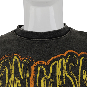 T-shirt en coton personnalisé streetwear d'été, imprimé sur mesure, coupe ample, effet vieilli, avec motifs graphiques pour hommes - Product Image 3