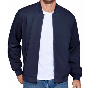 Chaqueta bomber negra informal para hombre con cuello alto, transpirable, a la moda, con cremallera completa para el invierno. - Product Image 3