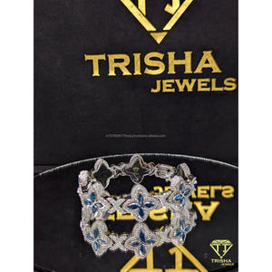 <b>Flower</b> Link <b>Bracelet</b> 925 Sterling Silver Brilliant Cut Moissanite Hip Hop Style Unisex Wedding IGI Certified By Trisha Jewels - Product Image 5