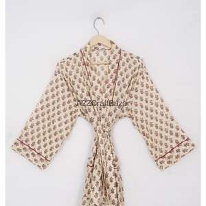 Exportadores de Kimonos de Algodón 100% para Mujer, Estampado Floral Sexy, Ropa de Dormir de Primavera/Verano, Túnica de Playa - Product Image 2