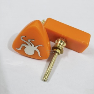 Bold & Stylish Orange Resin Cabinet <b>Knobs</b> with Reflective Metallic Inlay Unique Statement Hardware for a Modern Home Makeover - Product Image 1