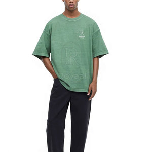 เสื้อยืดโอเวอร์ไซส์ผู้ชายทรงหลวมแฟชั่น ใส่สบายสำหรับฤดูร้อน ผ้าฝ้าย 100% สกรีนโลโก้ตามสั่ง - Product Image 2
