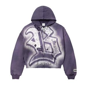 Sweat-shirts à capuche vintage en molleton uni pour homme, streetwear de haute qualité, 100% coton, 430 grammes, impression sérigraphique lavée, longueur standard - Product Image 4