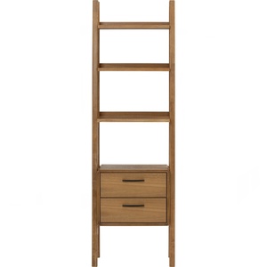Sophisticated Natural Grain Light Walnut <b>Solid</b> <b>Wood</b> Open <b>Bookcase</b> for Minimalist Interior Decor Bedroom and Living Room - Product Image 3