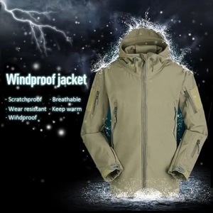 Veste softshell à capuche pour homme, multi-poches, doublure polaire, coupe-vent, respirante, manteau d'extérieur, kaki, coyote, sable, personnalisable OEM - Product Image 3