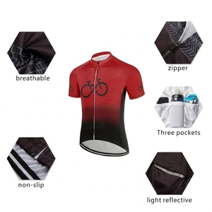 Women's Red Black Gradient Cycling Jersey Bike Logo Matching Bib <b>Shorts</b> Set Breathable 100% <b>Polyester</b> Quick Dry <b>Short</b> Sleeve Kit - Product Image 5