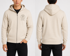 Unisex <b>White</b> Hooded <b>Zip</b>-<b>Up</b> Sweatshirt Oversized Fit 100% Cotton Fleece Eco-Friendly Pocket Casual Solid Design Front Logo Winter - Product Image 6