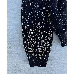 Sweat-shirts à capuche personnalisés avec impression intégrale effet délavé, paillettes et strass, fermeture éclair, coupe classique, service OEM pour l'hiver - Product Image 4