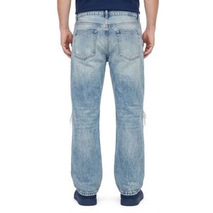 Jean en denim bleu ciel durable, déchiré aux genoux, 100% coton, longueur intégrale, confortable, vente en gros, streetwear pour hommes - Product Image 3