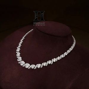 Collier de luxe en diamant ovale, plaqué platine, en argent, coupe ovale conique, style tennis, pour mariée, vente en gros, bijoux fins - Product Image 2