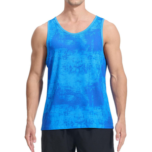 Custom Logo <b>Men's</b> Performance Tank Tops Fade Print Breathable Athletic Wear <b>Singlet</b> Wholesale Sports Clothing Factory Tank Tops - Product Image 1