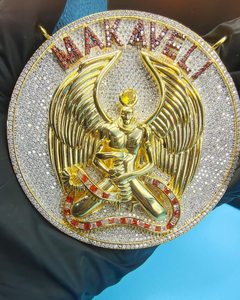Colgante de medallón alado de lujo con moissanita VVS Makaveli, plata 925, chapado en oro, certificado, estilo Hip Hop para hombre - Product Image 1
