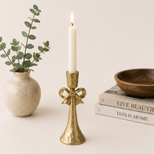 Vintage Gold <b>Bow</b> Tie Metal Candle <b>Holder</b> Antique Brass Taper Candlestick Stand for Wedding Centerpiece Tabletop Accents - Product Image 6
