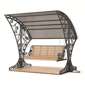 Decorative Wrought Iron <b>Swing</b> Chair Luxury Garden Furniture with Canopy <b>for</b> Resort Patio and Backyard Relaxation - Product Image 3