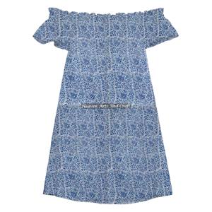 Nuevo Vestido Corto con Hombros Descubiertos Hecho de Algodón de Alta Calidad, Suave y Cómodo, para Playa, Verano 2026, Estampado a Mano - Product Image 5