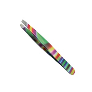 Pince à épiler pour sourcils Ryzer Studio en acier inoxydable, pointe fine, inclinée, élégante, durable, légère, couleur arc-en-ciel - Product Image 3