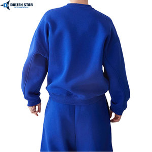 Survêtement pour homme, bleu uni, polyester, coupe ajustée, col à capuche, poches latérales, taille élastique, respirant, en molleton - Product Image 2