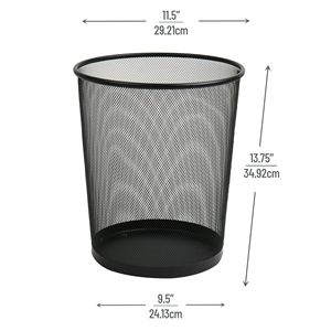 Set di 3 Cestini per Carta in Rete, 29,2 cm (L) x 29,2 cm (L) x 34,9 cm (H), Contenitore per Rifiuti in Metallo Nero per Uso Interno ed Esterno - Product Image 2