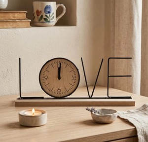 Home Letter Desk <b>Clock</b> Wooden & Metal Face Battery Operated Minimalist Design Quartz Movement - Product Image 3