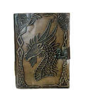 Nouveau carnet à couverture rigide A5 rectangulaire en cuir gaufré dragon, cousu main, bord festonné, éco-responsable, vente en gros New Era