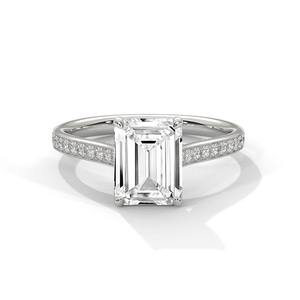 Luxury Moissanite <b>Silver</b> 925 <b>Ring</b> <b>Emerald</b> Cut Diamond Look Elegant Engagement Jewelry for Wedding Party and Gift - Product Image 4