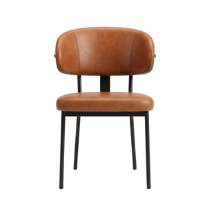 Chaise de salle à manger Pilo, moderne, en cuir capitonné avec pieds en métal, pour ameublement de maison - Product Image 3