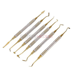 Ergonomic 6Pcs Manual Dental Spatula Set with Lightweight Handle and Titanium Plated Tips for Precision Mixing and Easy Use - Product Image 1